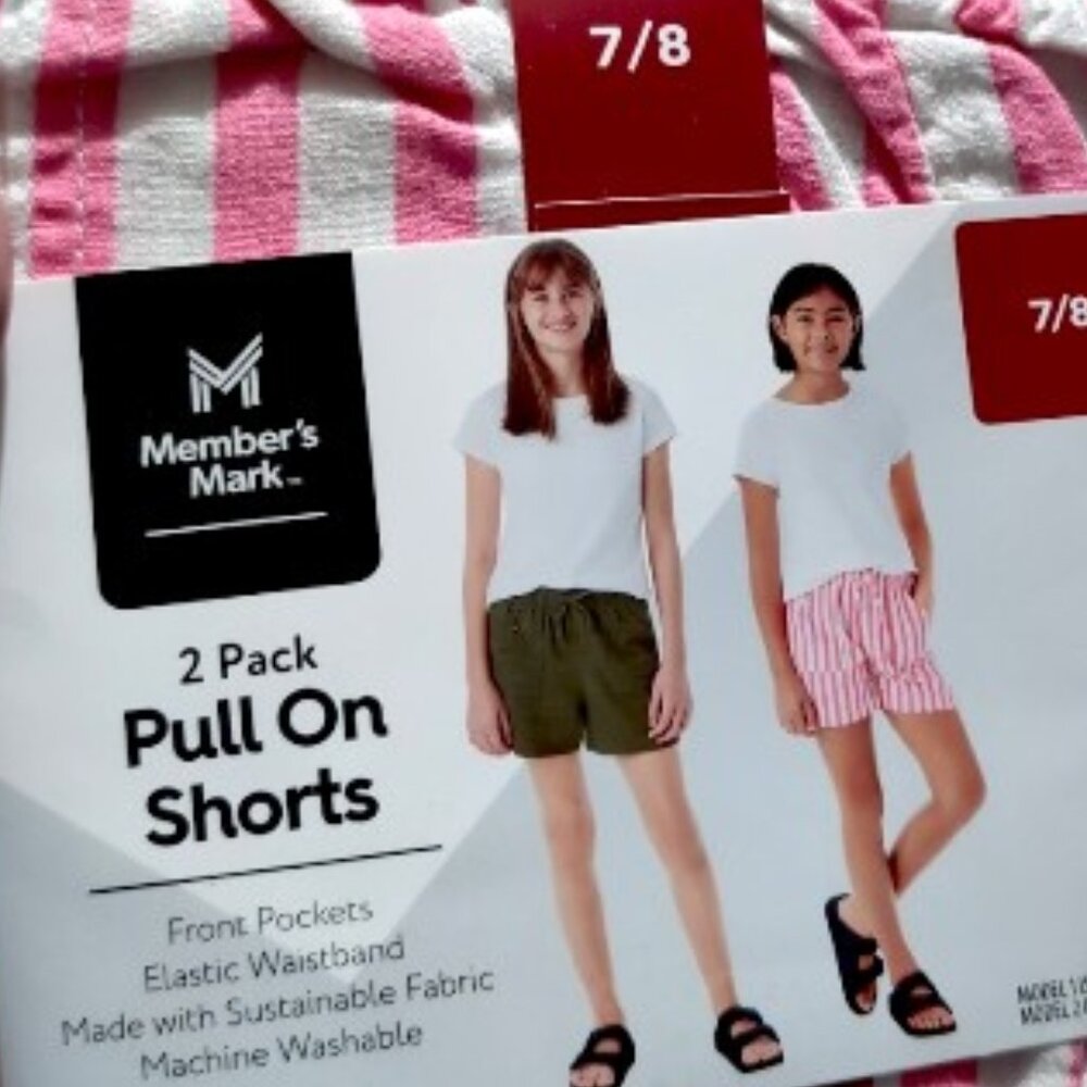 Member's Mark Girl's 2-Pack Elastic Waistband Pull-on Shorts Size NWT 6X & 7/8Y